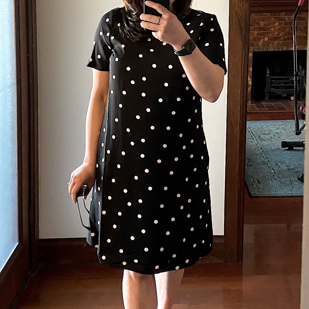 JACQUI E | B & W Polka Dot Shift Dress | Size 10 | Preloved - Picture 2 of 11